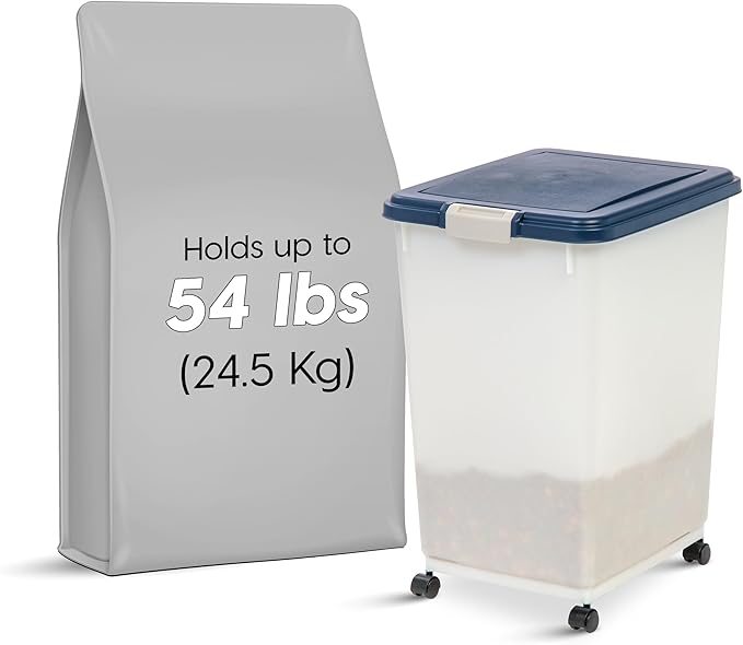 IRIS USA Dog Food Storage Container, Attachable Wheels,