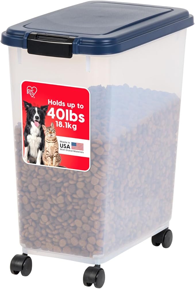 IRIS USA Airtight Dog Food Storage Container, Attachable Wheels,