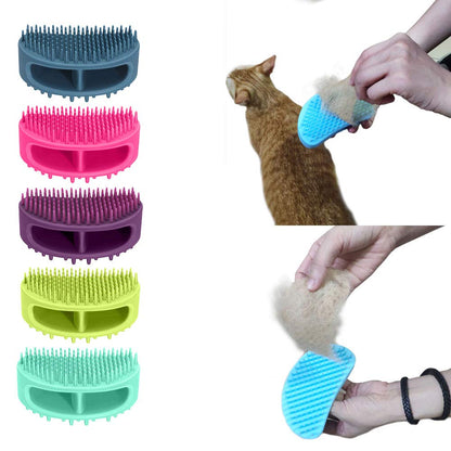 Soft Silicone Dog & Cat Grooming Brush - Pet Bath & Massage for Short or Long Hair - Slicker Shedding Hair Brush Purple