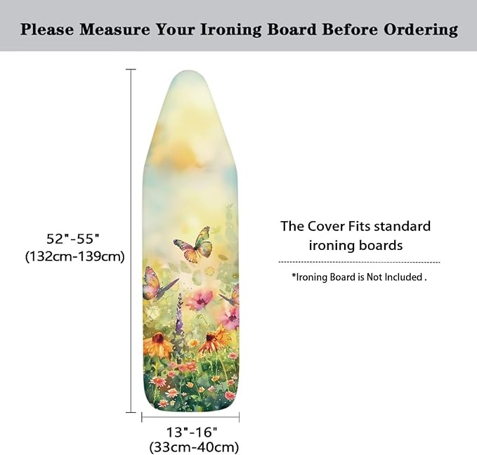 Butterfly Floral Ironing Board Cover, Resist Scorching and Staining, 15x54