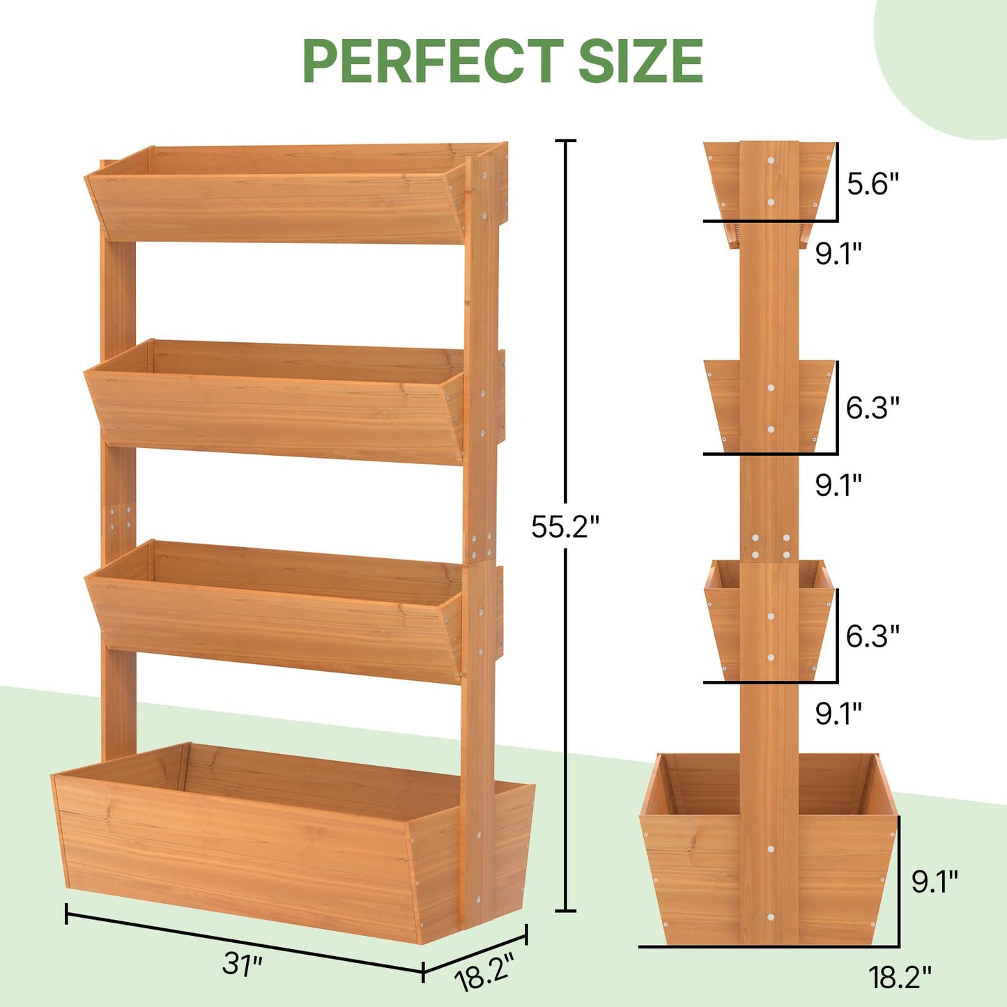 Suteck Raised Garden Bed, Vertical Wooden Raised Garden Bed, 4 Tier Garden Planters Freestanding Plant Stand Flower Rack Wooden Planter Box For Plants Flowers Herbs Vegetables Indoor Outdoor Gardening