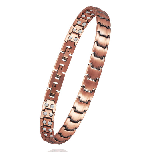 EnerMagiX Copper Anklet Bracelet for Women, 99% Pure Copper Adjustable Double Row Magnets Anklet, Copper Jewelry Gift (0001W)