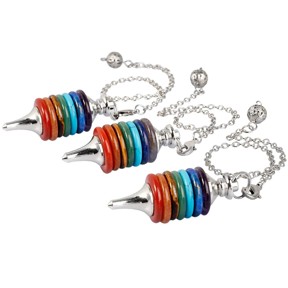TUMBEELLUWA Healing Crystal Pendulum 7 Chakra Pendulums for Dowsing