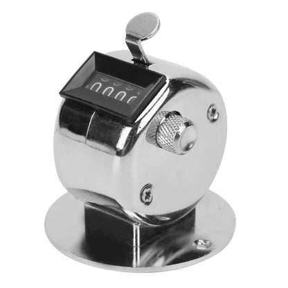 Stainless Steel Tally Counter Handheld Metal Counting Clicker 4-Digit Manual Inventory Tracking Tool for Workshop with Buttons Base Knob