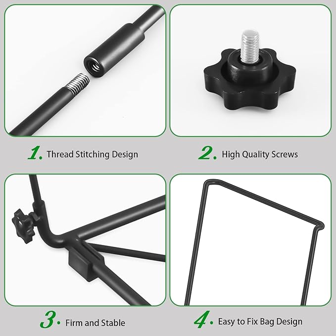 FEED GARDEN Trash Bag Holder, Outdoor Metal Leaf Bag Holder Stand, Garbage Bag