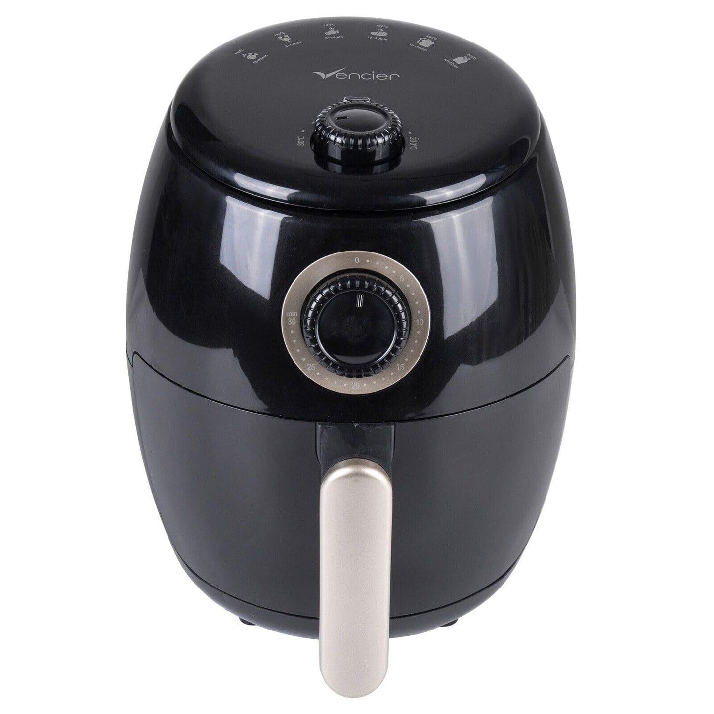 Vencier 2L Compact Air Fryer – Non-Stick Basket, 1000W, 30-Min Timer, Adjustable Temp 80–200°C, Rapid Air Circulation, Small Household & Single-Serve Cooking