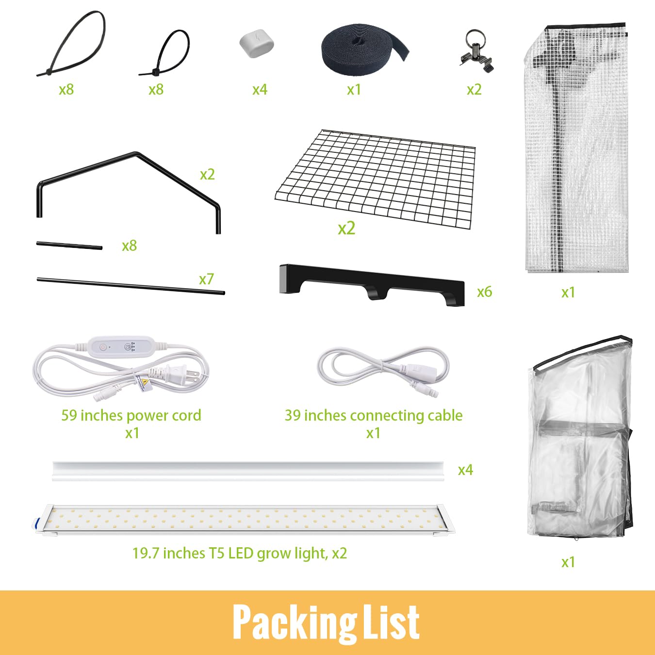 SpeePlant Mini Indoor Greenhouse with Grow Light, 2-Tier Plant Stand with PVC Tent, Ventilation Window, Bottom Pouch, 20W Full Spectrum Grow Light with Timer, for Seed Starting, 27" L x 19" W x 35" H