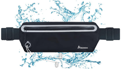 AIKENDO Slim Running Belt Fanny Pack,Runners Waist Pouch Bag Exercis Gym Waist Pack,Jogging Belt,Workout Running Accessories Phone Holder for Running