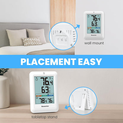Newentor Indoor Outdoor Thermometer Wireless, Weather Stations Wireless Indoor Outdoor, Outdoor Thermometers for Patio House, Black with 1 Sensor