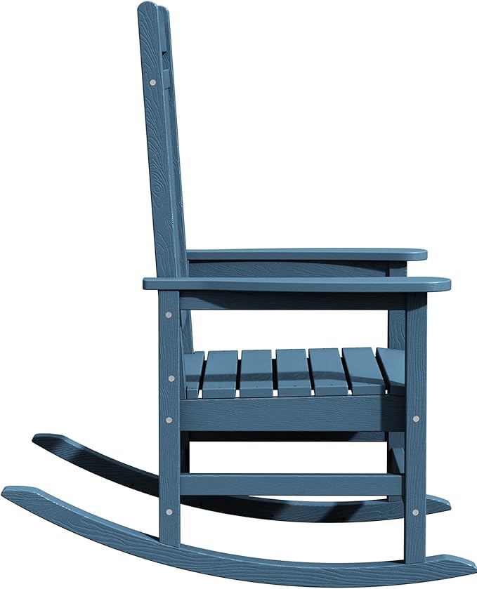 KINGYES Oversized Outdoor Rocking Chair Set of 4, High Density Polyethylene Patio Rocking Chairs with 330lbs Support for Adults, Navy