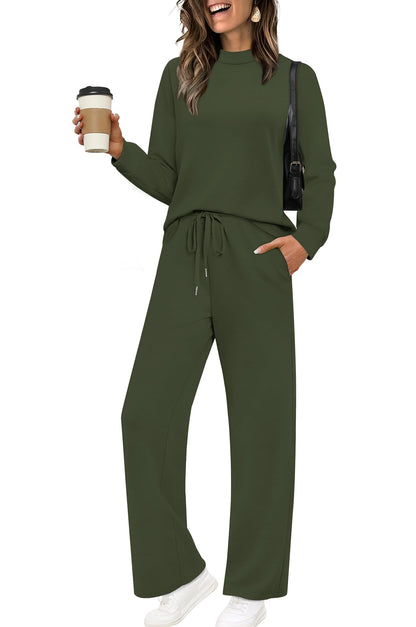 Sampeel Two Piece Sets for Women Mock Neck Matching Sets Loungewear Fall Clothes Travel Outfits Fashion 2025 XS-2XL