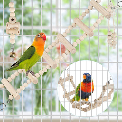 Bird Toys Parakeet Toys Bird Cage Accessories Parrot Swing Chewing Standing Hanging Perch Hammock Climbing Ladder for Budgerigar,Parakeet,Conure,Cockatiel,Mynah,Love Birds,Finches