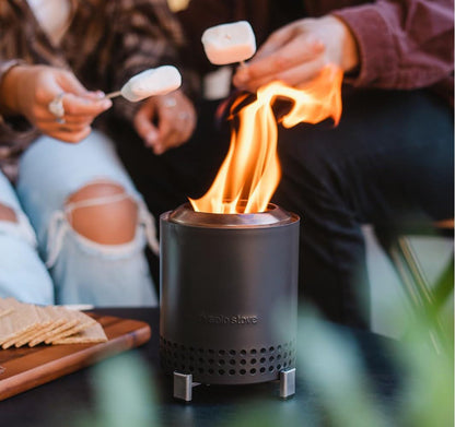 Solo Stove Mesa Tabletop Fire Pit with Stand | Low Smoke Outdoor Mini Fire for Urban & Suburbs | Fueled by Pellets or Wood, Safe Burning, Stainless Steel, With Travel Bag, 17,5 x 13 cm, 635 g, Ash