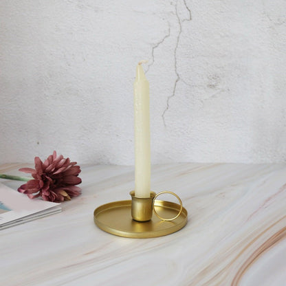Iron Holder with Handle Elegant Metal Taper Candlestick for Wedding Christmas Table Centerpieces Stand Holder with Handle