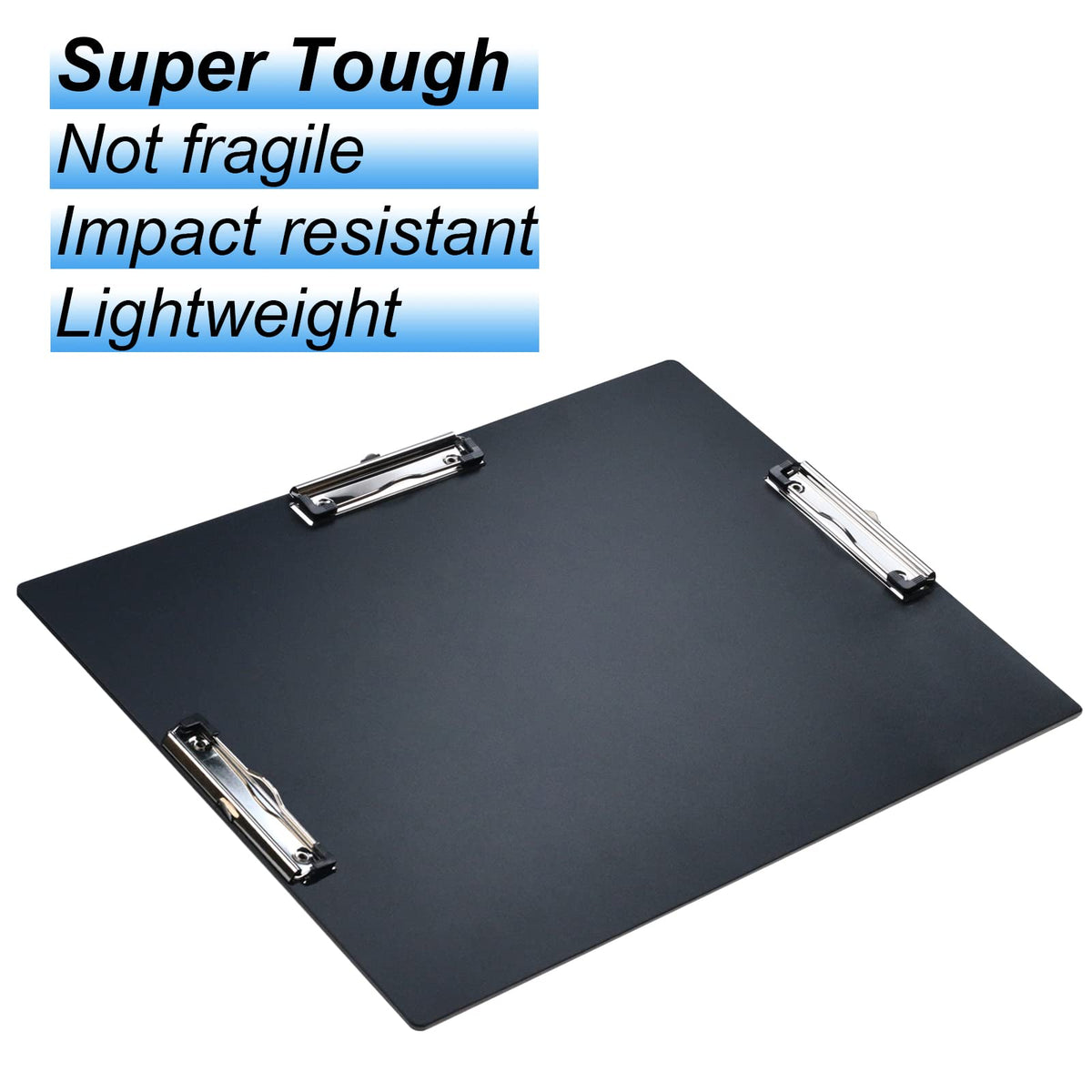 Acocony 11x17 Clipboard Three Clip Super Tough Extra Large Clipboard PP Plastic Not Fragile 11 x 17 Clipping Board Black Pack of 1
