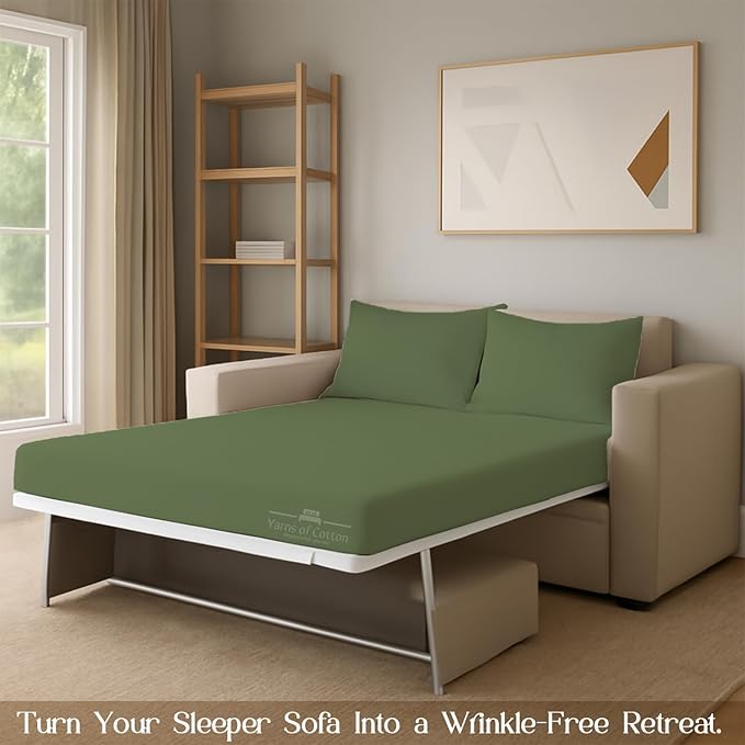 Sleeper Sofa Bed Sheet, 100% Cotton 400 Thread Count, 4 Piece Set, Deep Pocket