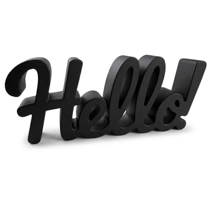 Hello Sign - Made in USA Modern Welcome Sign for Front Door Wreath & Entryway Shelf Decor - Bold Script Lettering for Home Accents & Tiered Tray Display, Matte Finish, 9.5 x 4 in"