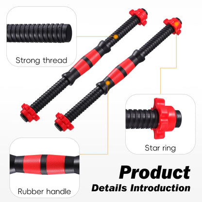 Garneck 16.5inch Threaded Dumbbell Handles,2pcs Adjustable Dumbbell Bar Handles with 4pcs 1inch Spin- Collars for Sport Workout (40cm)