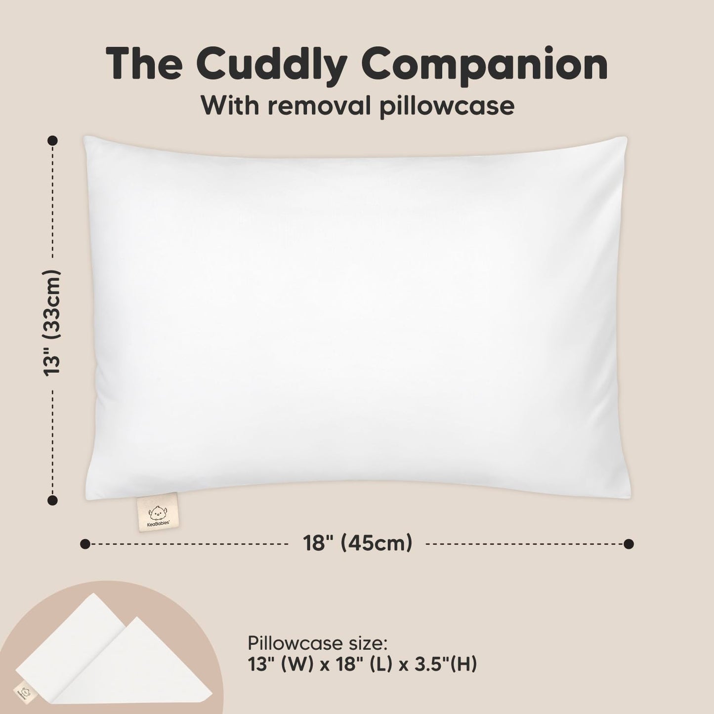Toddler Pillow with Pillowcase - 13x18 My Little Cuddly Pillow, Viscose Derived From Bamboo Nursery Toddler Pillows for Sleeping,Kids Pillow,Small Travel Pillows,Mini Toddler Bed Pillow (Soft White)