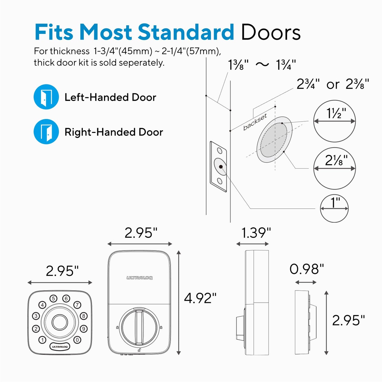 ULTRALOQ U-Bolt Pro WiFi Smart Lock with Door Sensor, 8-in-1 Keyless Entry Door Lock with Fingerprint ID, App Remote Control, Built-in WiFi Keypad Deadbolt, Auto Unlock, IP65 Waterproof, Easy Install
