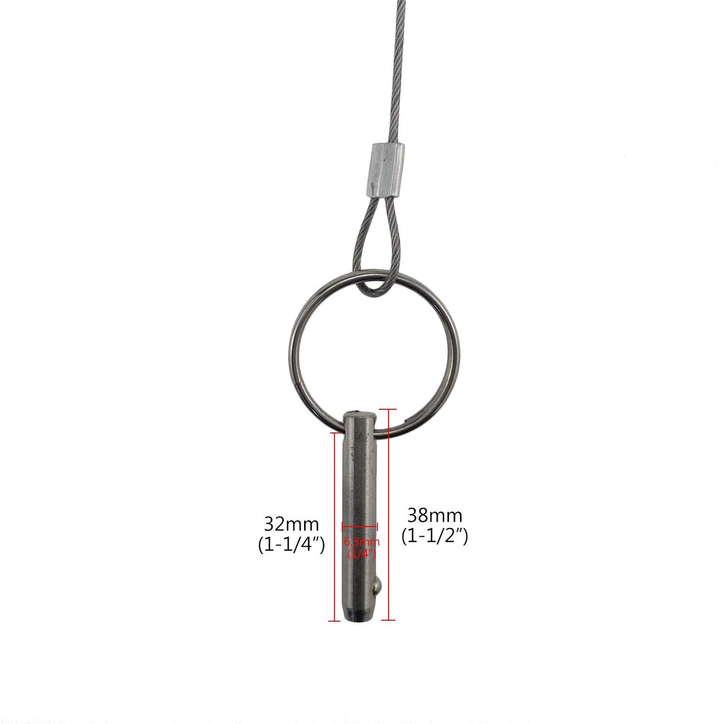 4PIECES of Marine Grade Hardware, Bimini Top Pin, Quick Release Pin 1/4" Diameter w/Lanyard Prevents Loss, All 316 Stainless Steel with Free Screws