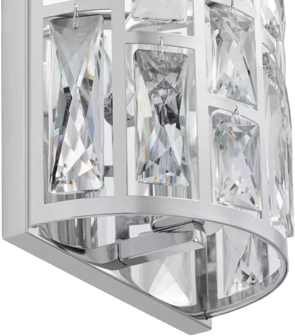 LYTIO Crystal Lamp,1-Light Chrome Indoor Wall Sconce Dimmable 60V Glamourous Style Handmade, B10 Bulb