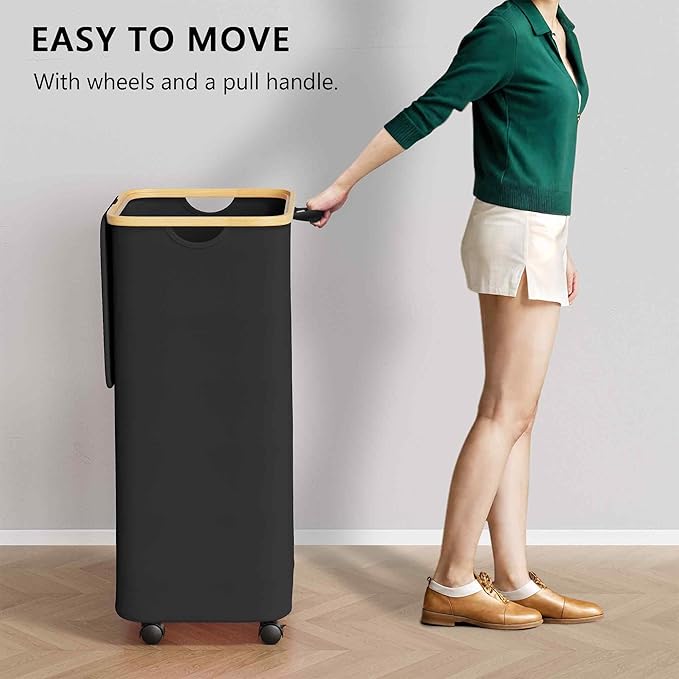 SUOCO Laundry Hamper on Wheels 100L, Clothes Basket