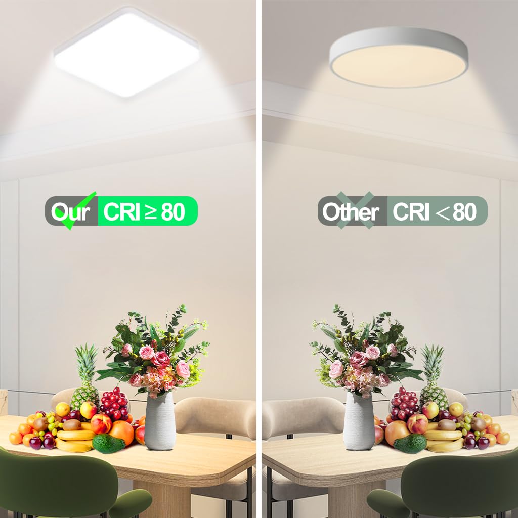 Eyesgood 2 Packs LED Bathroom Ceiling Lights 6500K 36W Square Flush Mount Office Ceiling Light Kitchen Modern White 3240LM IP44 Waterproof for Bedroom Living Room Ultra Thin