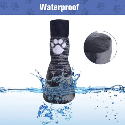 HOMIMP Dog Socks Anti Slip with Straps Traction Control Waterproof Paw Protector,L