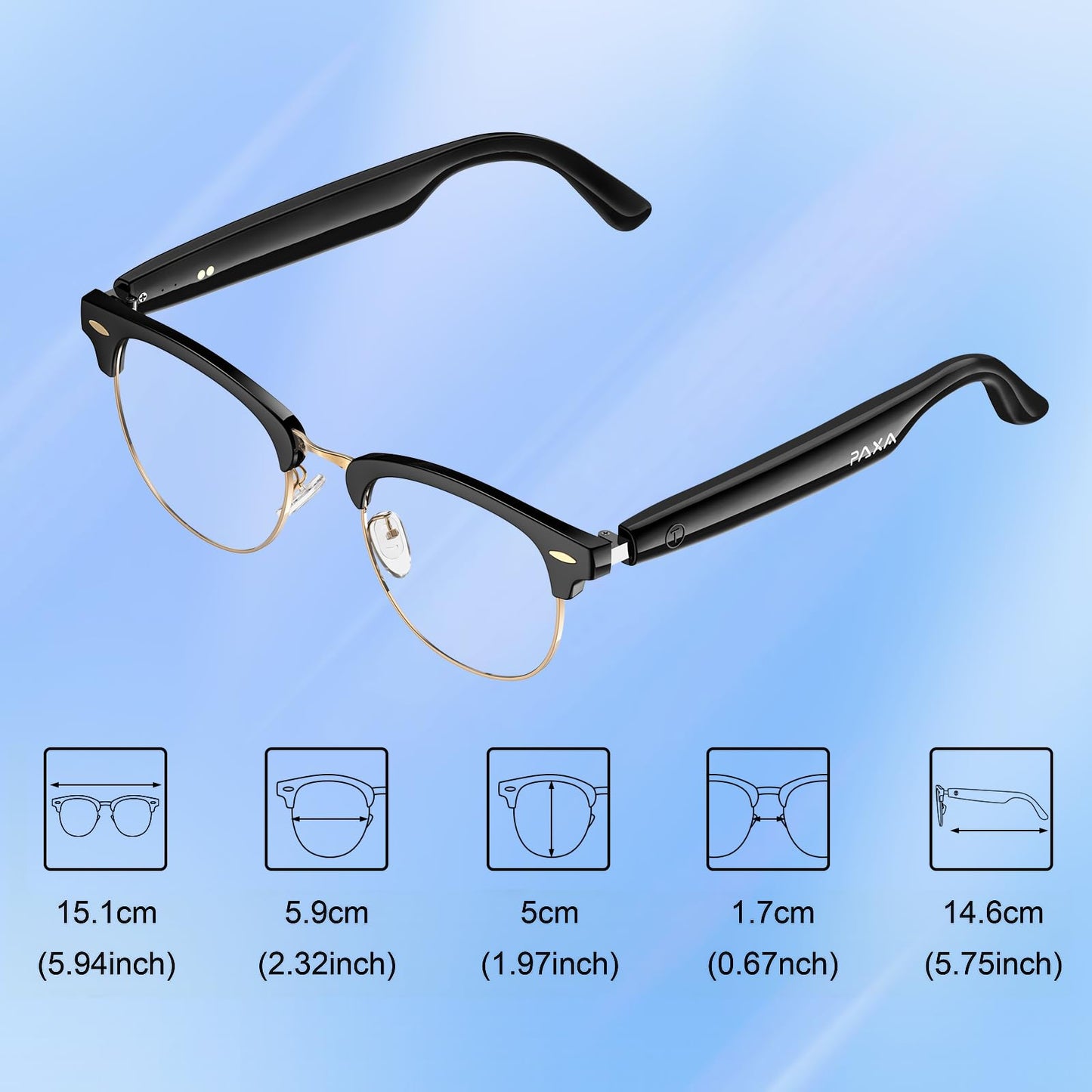 AI Smart Glasses, Bluetooth 5.4 Translation Glasses with 144 Language & Accents, Blue Light Filtering Lenses, Multifunctional Smart Glasses for Men Women, Travel Meeting Trade Business HY-C8 White