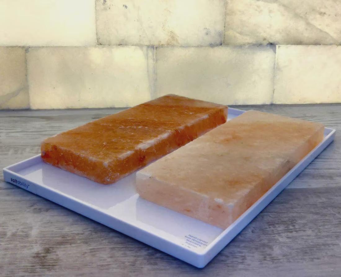Himalayan Pink Salt Bricks – 8x4x1 Inch Natural Spa Stones for Foot Soak & Massage – Set of 2