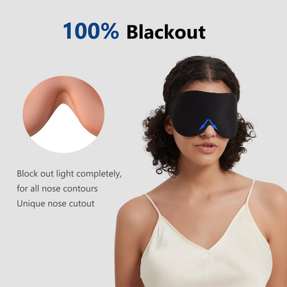 Alaska Bear Sleep Mask for Side Sleepers 2022 Headband Design, Cup-Shaped and Extra-Soft, 100 Blackout Eye Mask Shades Cover for Men and Women Home or Travel, Machine Washable, Black