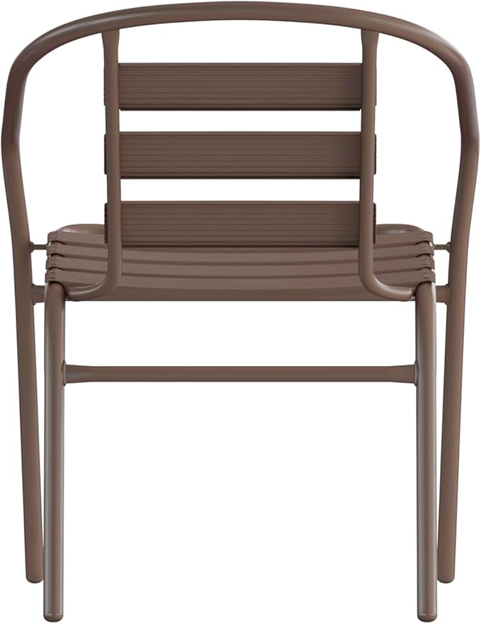 Flash Furniture Lila Bronze Metal Restaurant Stack Chair with Metal Slats