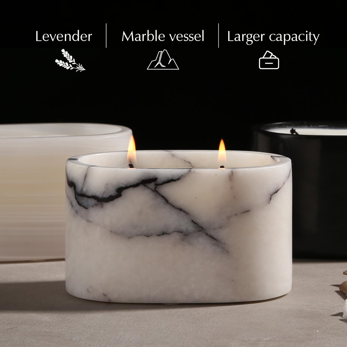 Story of Stone Marble Candle Holder| Votive Candle Holder| Handcrafted Bathtub-Shaped Container | Warm Glow Home Decor |Soy Wax | Non Toxic, 2 Wicks | Reusable Keepsake Jar | Unique Gift