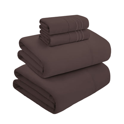 Mocassi Full Size 4-Piece Bed Sheet Set - 1800 Premium Hotel Quality Microfiber 18-24 Inches Extra Deep Pocket Fitted Sheet- Luxury Soft, Breathable, Wrinkle, and Fade Resistant, Brown