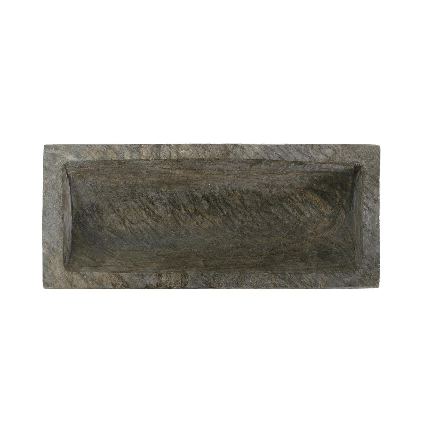 Howard Elliott Collection Dinorwic Slate Decorative Tray, Asymmetrical Modern Stone Accent Tray for Table, Shelf or Centerpiece Display, Textured Heavy Design, 12x5x3 Inch, Gray Green Taupe