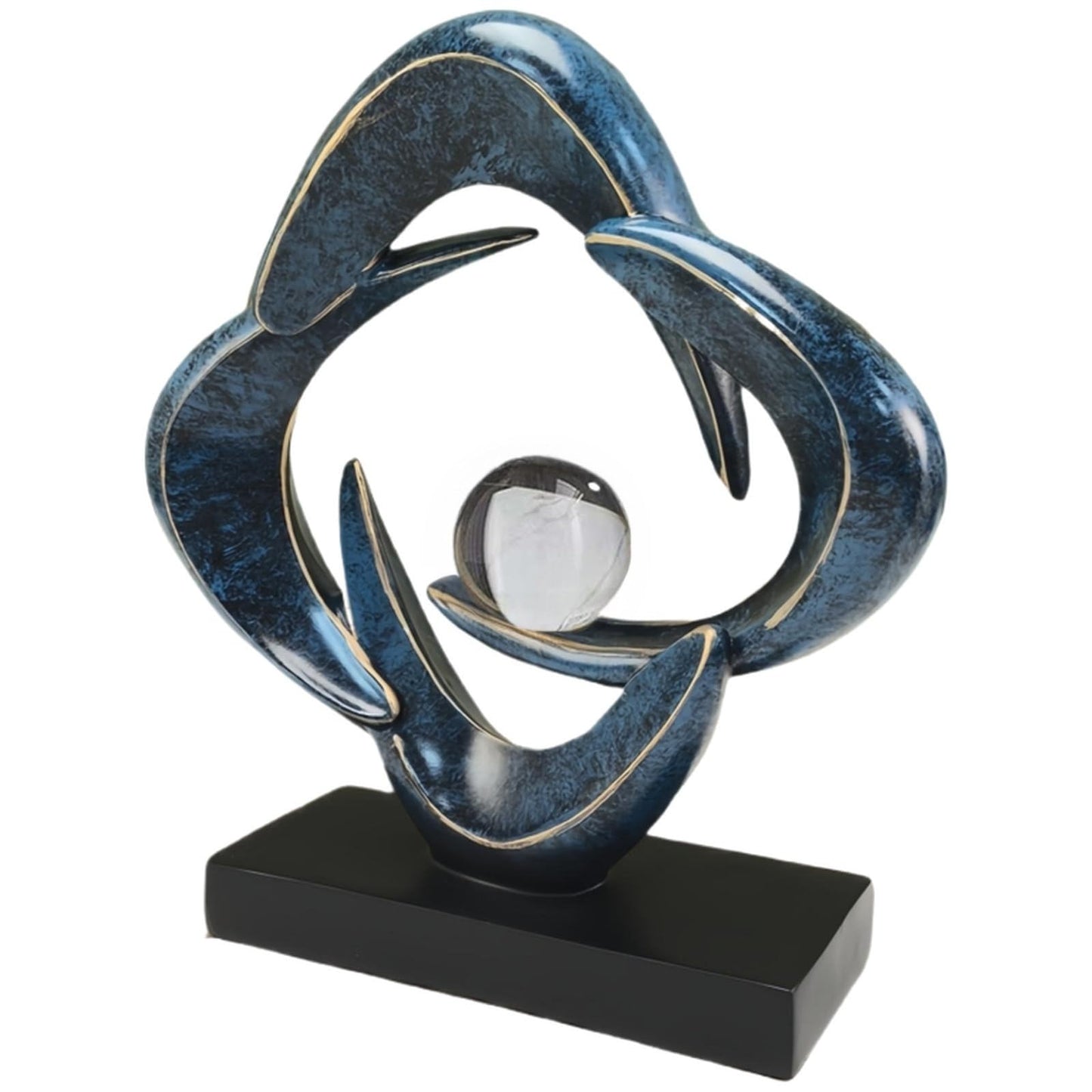 LuckySunDecorQZ Abstract Sculpture Art Home Decor Accents Modern Decorative Objects for Living Room Shelf Coffee Table TV Stand Cabinet Office Decor Accents (Blue)