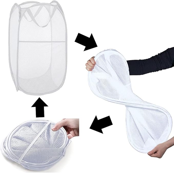 Pop up Laundry Hamper, Portable Foldable Mesh Clothes Hamper
