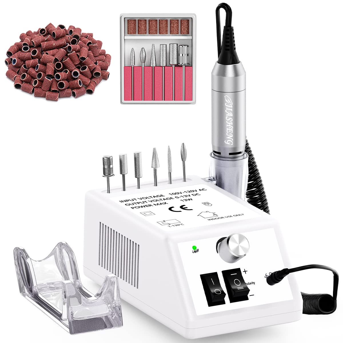 20000RPM Electric Nail Drill Professional Nail File Drill Acrylic Nails Kit for Manicure Gel Nail Polish Remover with 1 Pack of Sanding Bands(Pink)