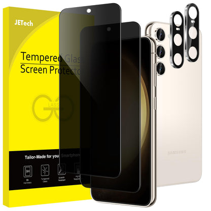 JETech Privacy Screen Protector for Samsung Galaxy S23 5G 6.1-Inch with Camera Lens Protector, Anti-Spy Tempered Glass Film, Fingerprint ID Compatible, 2-Pack Each