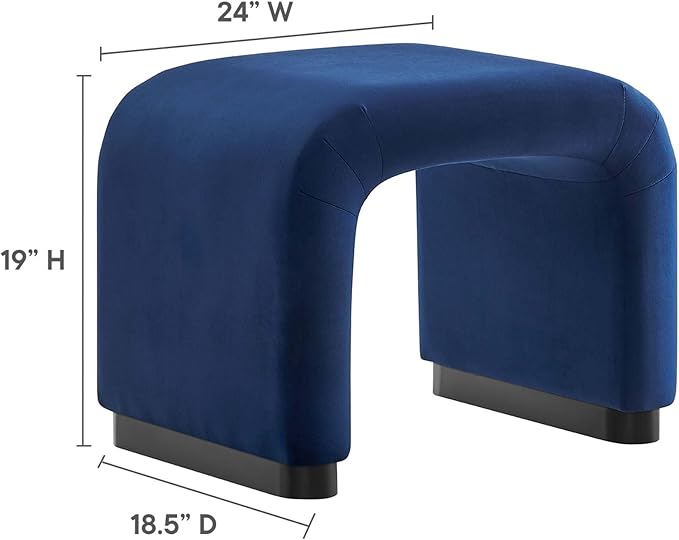 Modway Koda 24" Performance Velvet Upholstered Waterfall Stool or Side Table in