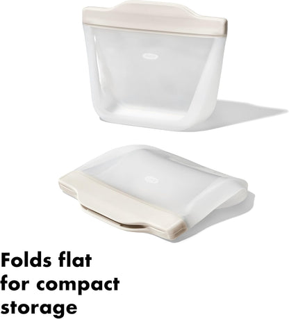 OXO Good Grips Silicone Reusable Bag – Stand-Up Snack (12 oz) – Oat