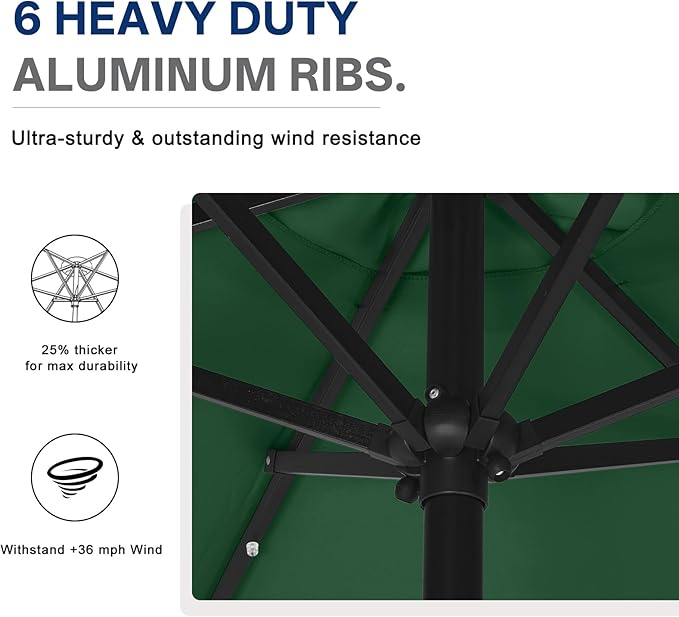 ABCCANOPY Durable Solar Led Patio Umbrellas with 24LED Lights 7.5FT (Green)
