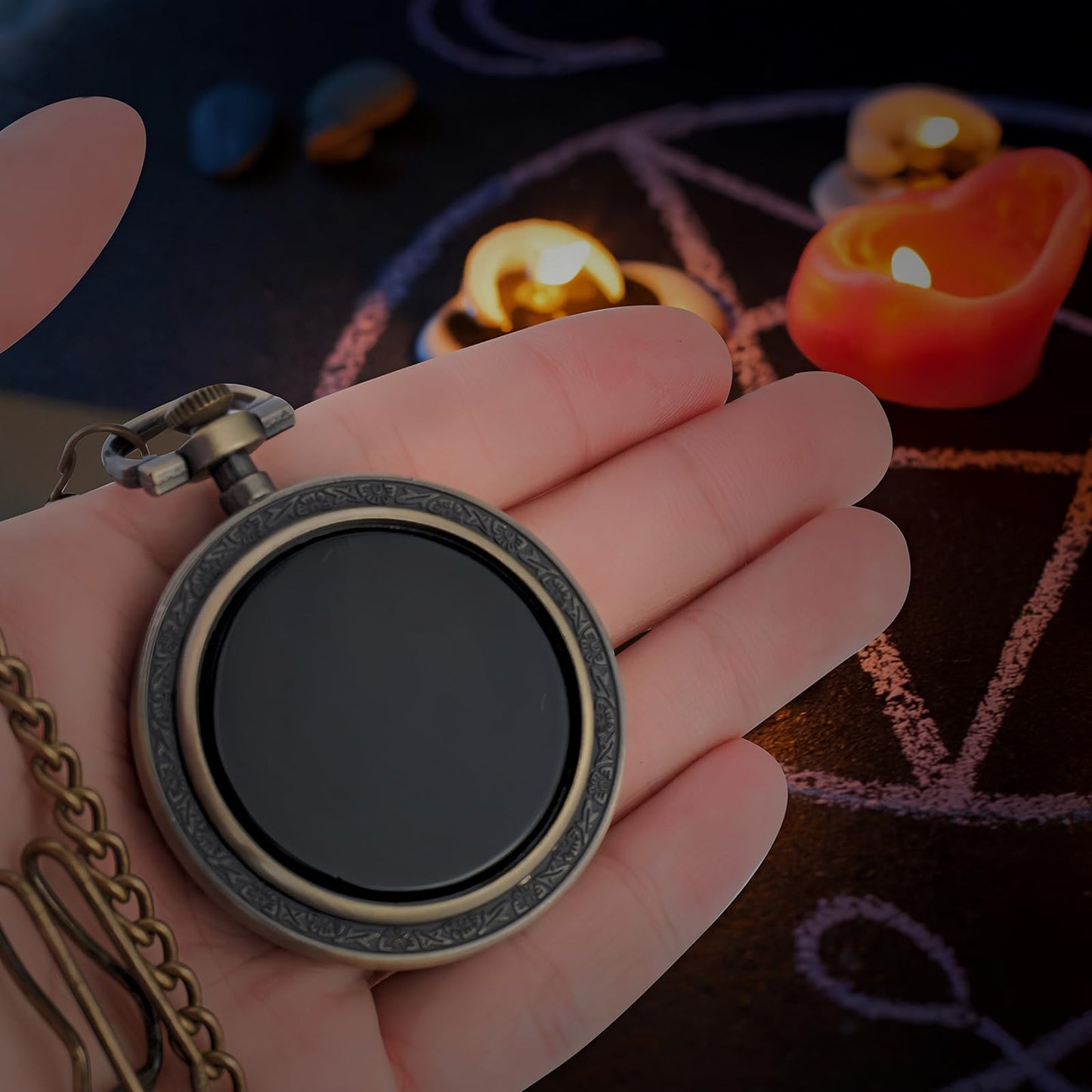 TOWDREU Obsidian Scrying Mirror Natural Obsidian Crystal Witchcraft Supplies,Witch Stuff for Divination Tools,Witchy Gifts,Hoodoo Supplies Handmade