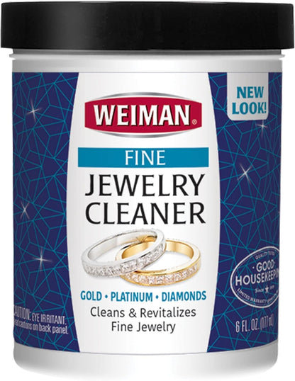 Weiman Fine Cleaner Liquid with Cleaning Brush – Restores Shine & Brilliance to Gold, Platinum, Precious Gemstones & Diamond Jewelry, 6 Oz, Multi, 177 ml (Pack of 1)