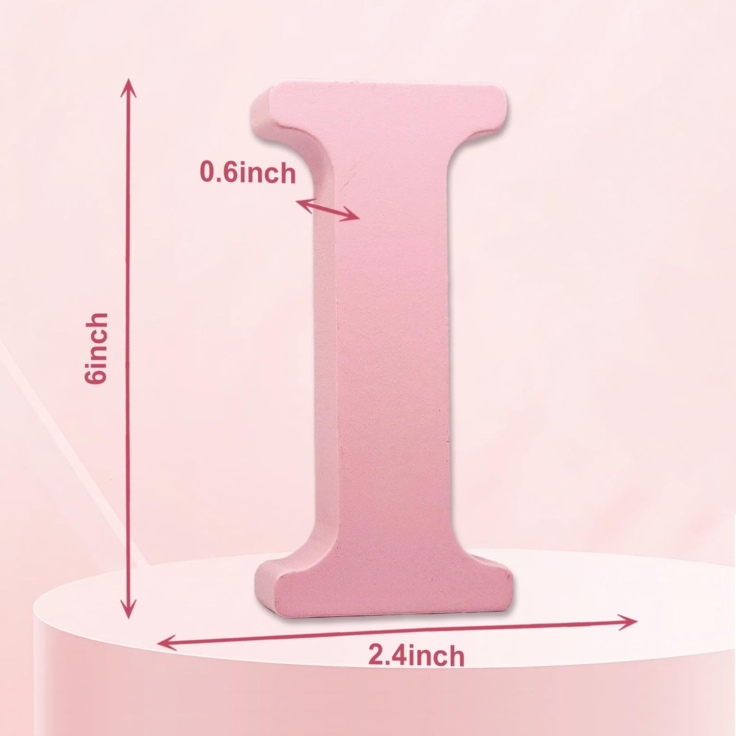 AOCEAN 6 Inch Pink Wood Letters Unfinished Wooden Letters for Wall MAGA Decorative Standing Letters Slices Sign Board for Crafts Christmas Decoration Home Party Projects (I)