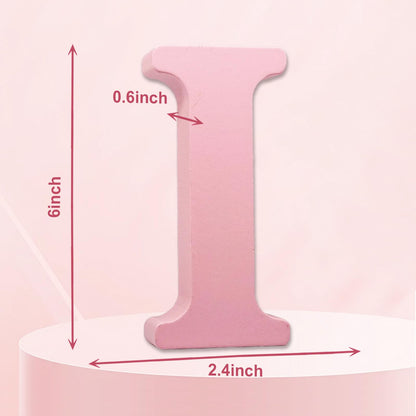 AOCEAN 6 Inch Pink Wood Letters Unfinished Wooden Letters for Wall MAGA Decorative Standing Letters Slices Sign Board for Crafts Christmas Decoration Home Party Projects (I)