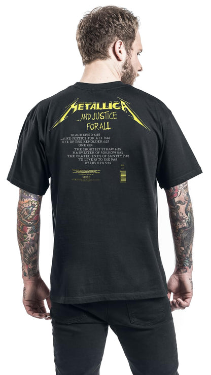 Metallica Men's Justice for All Tracks BL_TS: L T-Shirt, Black (Black Black), Large (Size:Large)
