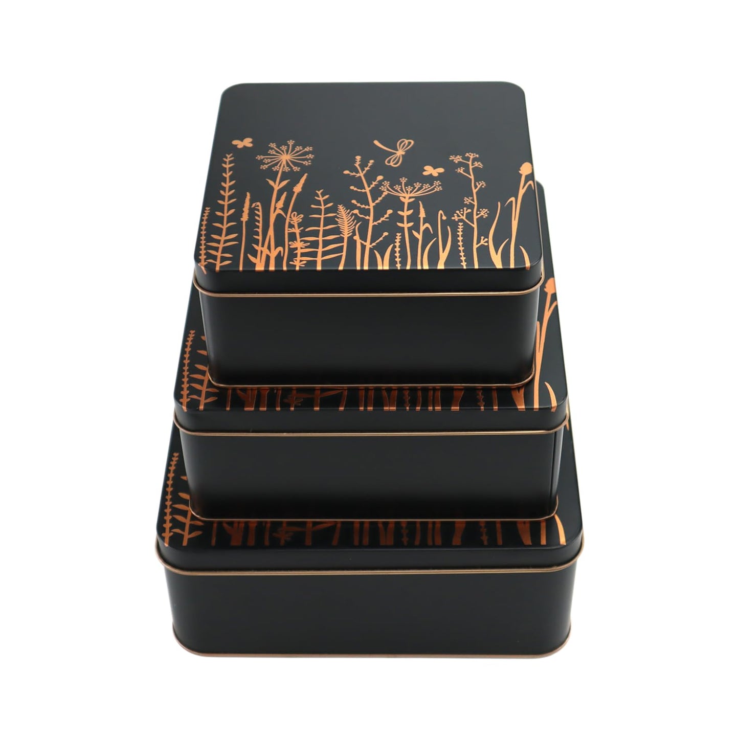 PHILPETY Decorative Storage Box Rural Tin Gift Box Tinplate Candy Cookie Box Square Candy Storage Containers with Lids for Chocolate Candy Tea Coffee Cosmetics Jewelry Photos Gift Case 3Pcs, M3-02