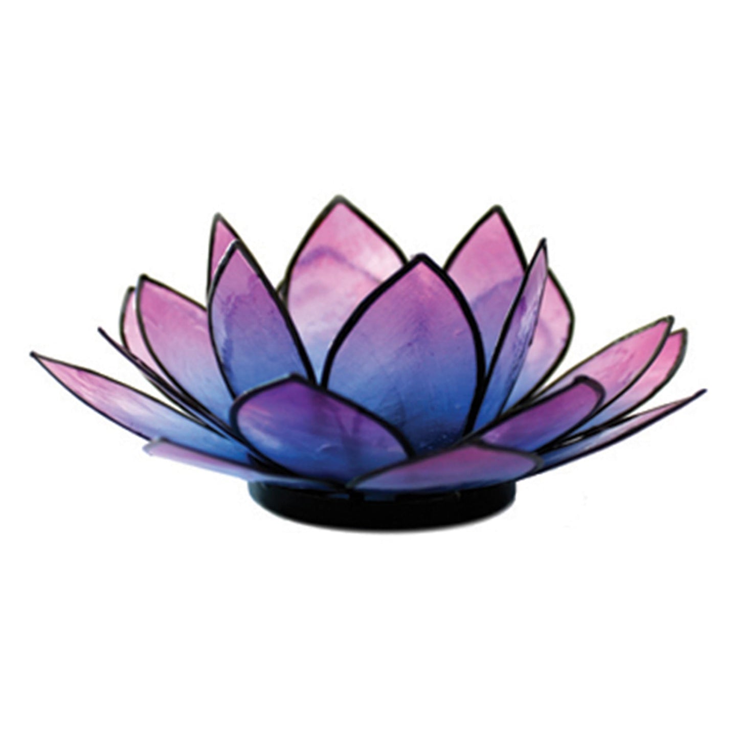 Om Gallery SoHo Lotus Tea Light Holder - Handcrafted Capiz Shell Candle Holder 5 Inch Diameter - Artisan Boho Votive Tea Light for Home Decor and Altar - Fair Trade Gift - Pink and Turquoise